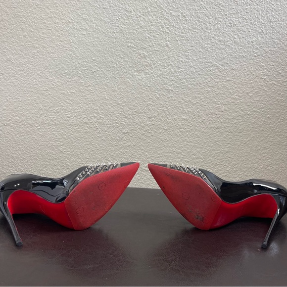 100% Authentic Christian Louboutin Black Spike Bareta 100 Pumps Women Size 6.5 - Picture 6 of 8